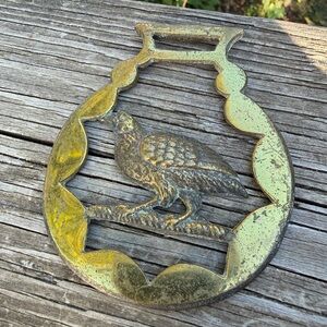Vintage Brass Horse Harness Quail England 3.75” Height X 3” Width Age Scratches